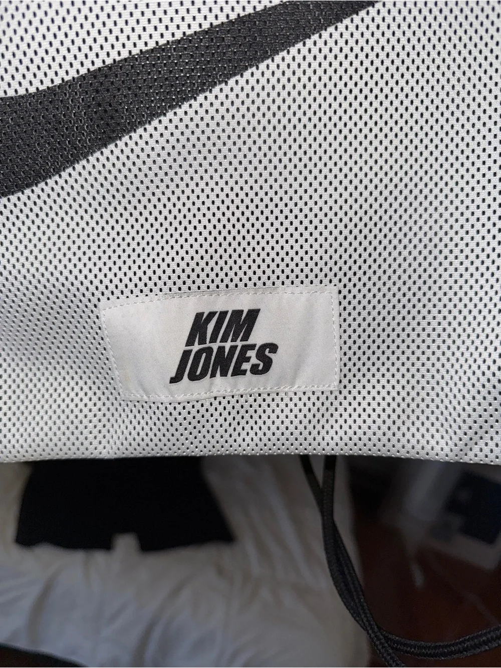 Nike White Mesh Drawstring Bag with Black Swoosh